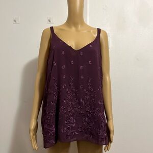 Embroidered Purple Women's Top
